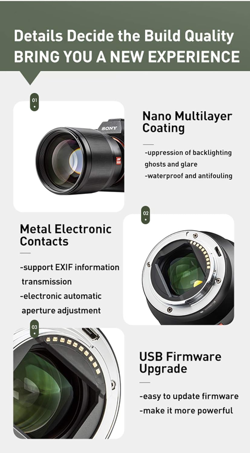 VILTROX PFU RBMH 85mm F1.8 II Porträt Objektiv STM Vollformat Autofokus für Sony E Mount Kameras a7