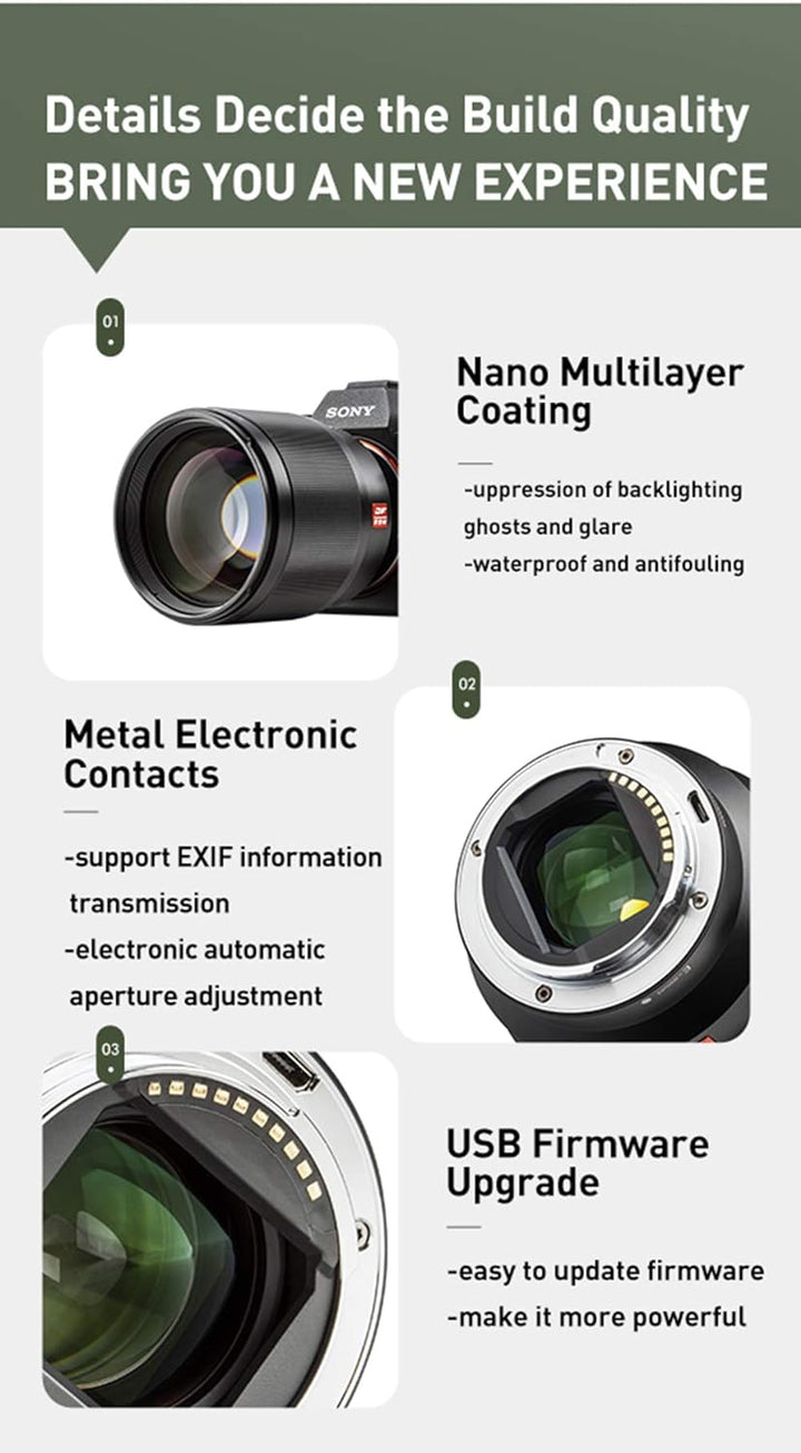 VILTROX PFU RBMH 85mm F1.8 II Porträt Objektiv STM Vollformat Autofokus für Sony E Mount Kameras a7