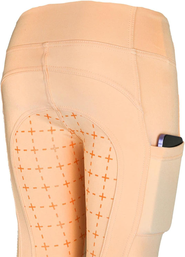 MS-Trachten Winter Reitleggings Kinder Thermoreitleggings Silikonbesatz Reithose Tabea 134-140 Apric