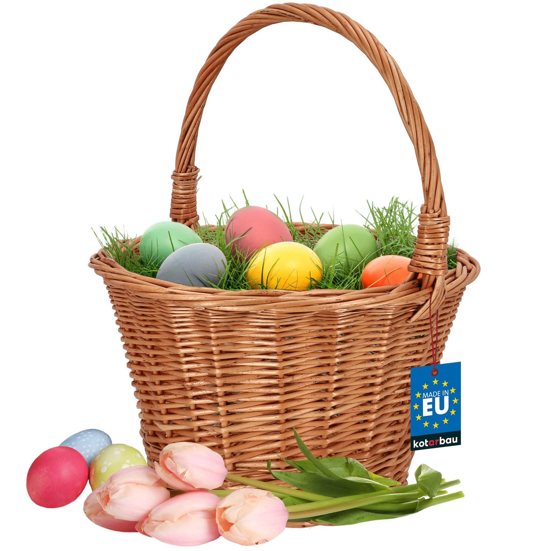 KOTARBAU® Einkaufskorb - Aufbewahrungskorb - Korb Geflochten - ⌀ 36 cm - Pilzkorb – Korb für Obst –