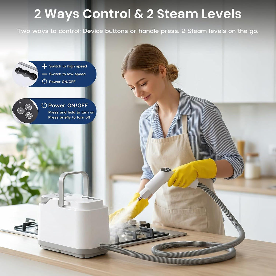 1500W Dampfreiniger Handgerät, Steam Cleaner, 10S Aufheizzeit, 2L Tank, 4.7M Kabel, 4Bar Druck, Damp