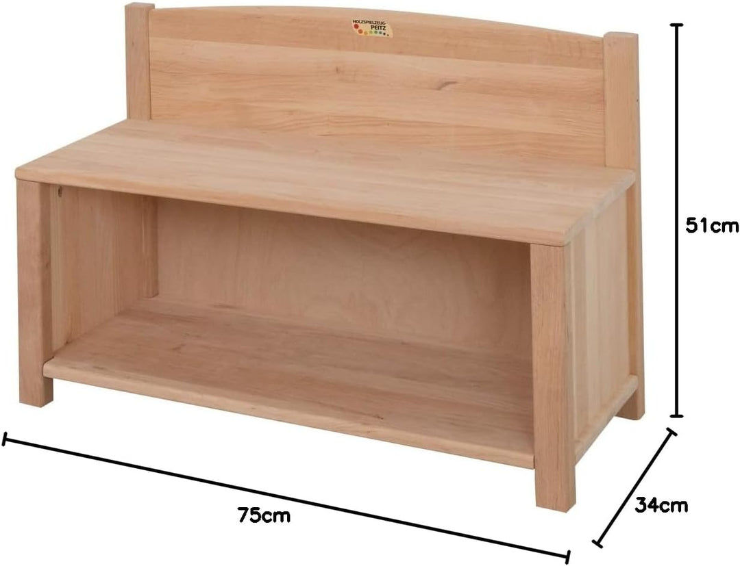 Holzspielzeug Peitz Kinder-Schuhschrank 8053 Massivholz-Garderobe für Kindergarten oder Kinderzimmer