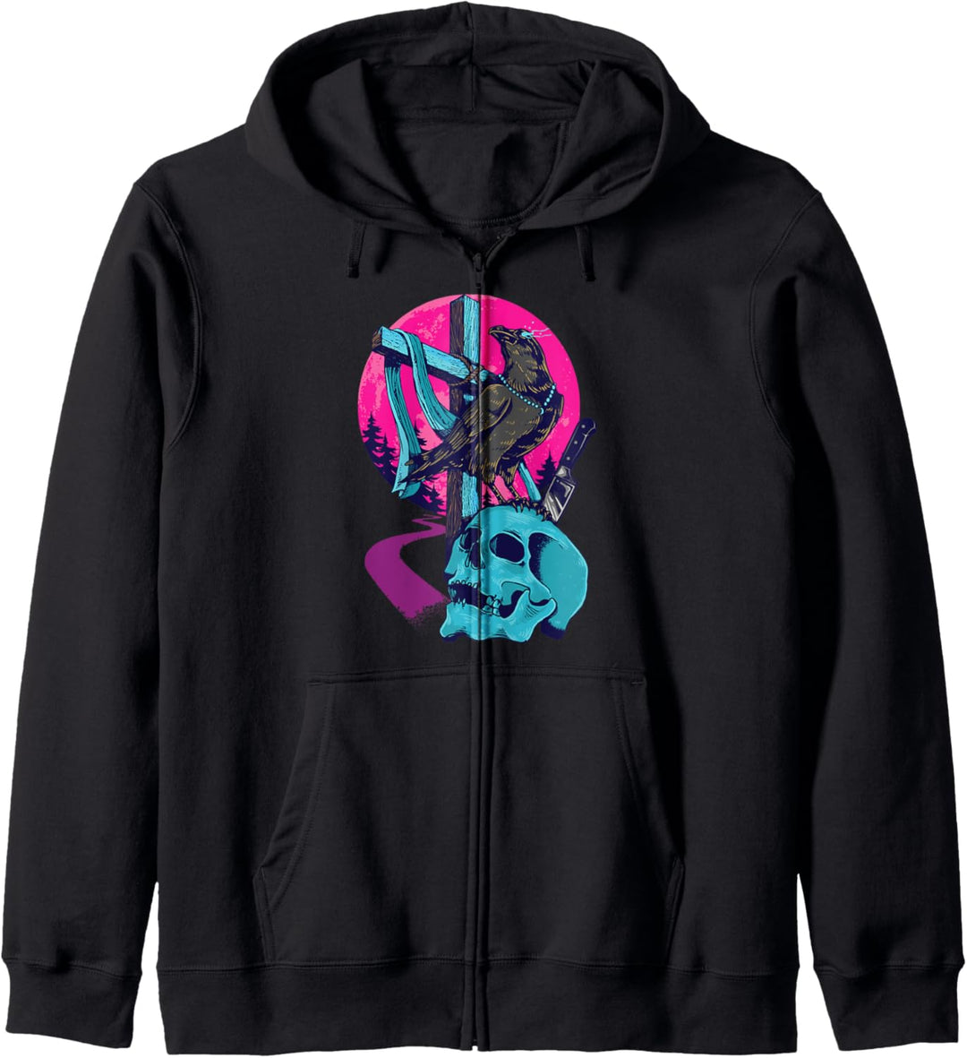 Halloween Kostüm Totenkopf und Krähe faul gruselig Gothic Okkult Kapuzenjacke