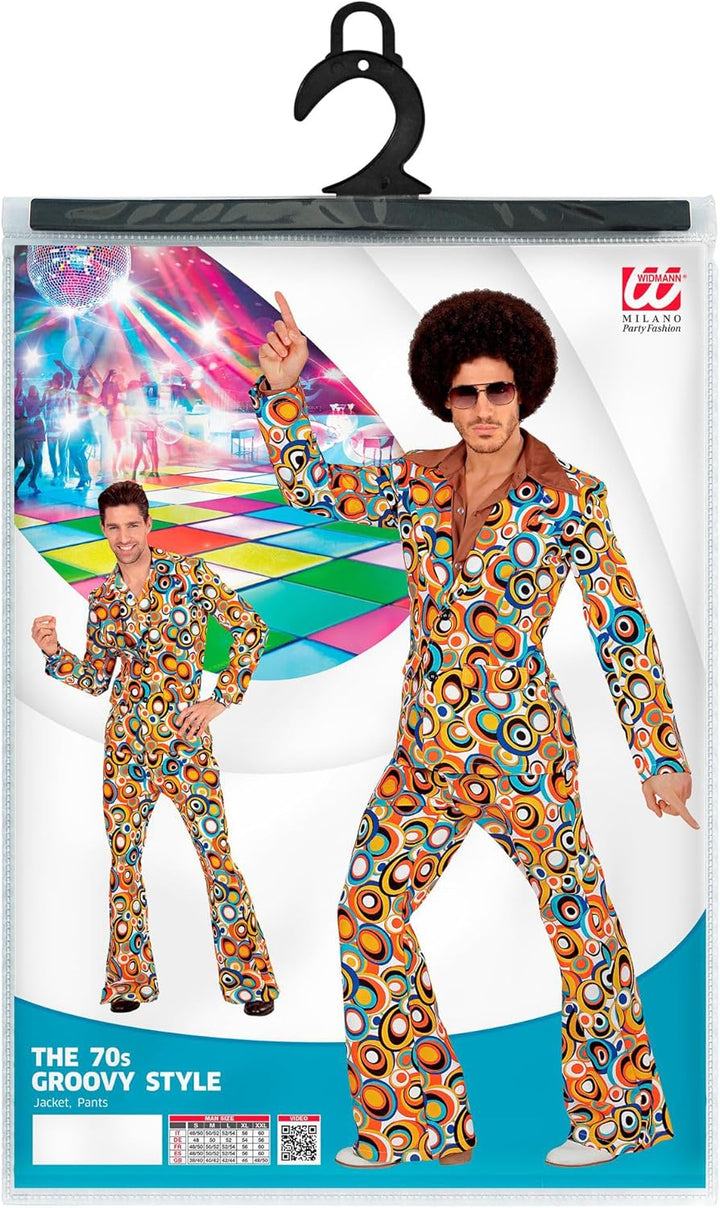 W WIDMANN MILANO Party Fashion - Kostüm 70er Jahre Anzug, Jackett und Hose, Hippie, Reggae, Flower P