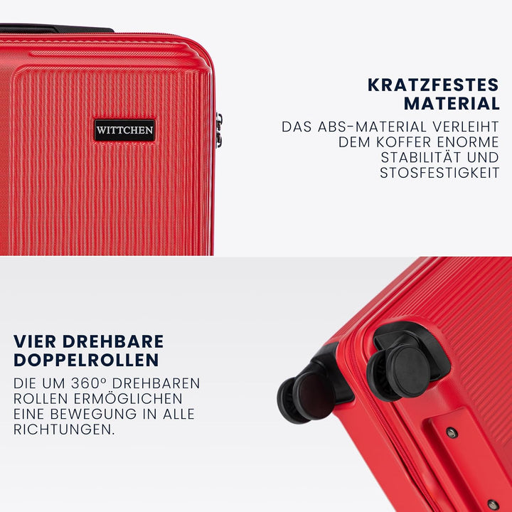 WITTCHEN Stripes Line Kofferset mit Kosmetiktasche Reisekoffer Hartschalenkoffer ABS 4 Doppelrollen