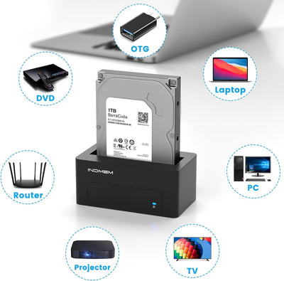INDMEM SAS to USB 3.0 Adapter, SAS Hard Drive Reader Enclosure Docking Station for 2.5/3.5 inch HDD