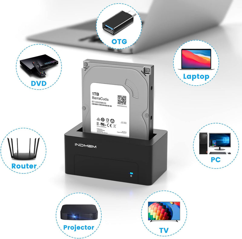 INDMEM SAS to USB 3.0 Adapter, SAS Hard Drive Reader Enclosure Docking Station for 2.5/3.5 inch HDD