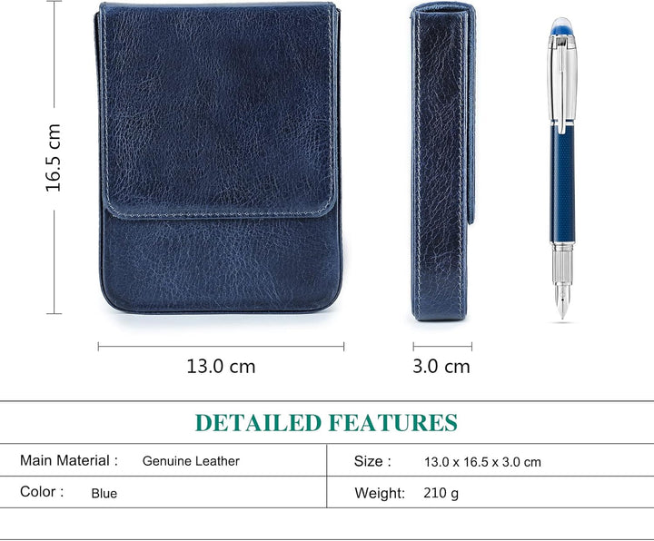 Hiram Leder-Füllfederhalter-Etui für 6 Stifte, Tragbare Aufbewahrungsbox für Stifte aus Pflanzlich G