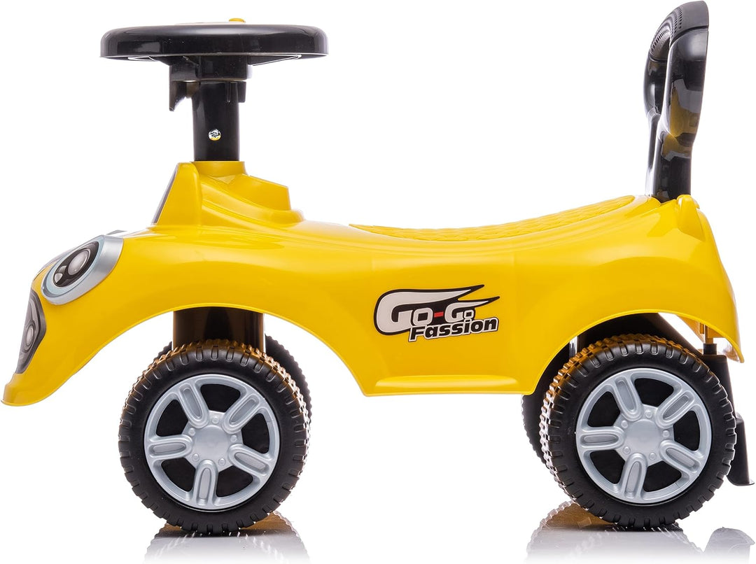Rutschauto ab 1 Jahr, Lauflernwagen, Kinderauto Indoor, Rutschfahrzeug mit Klängen (Gelb), Gelb