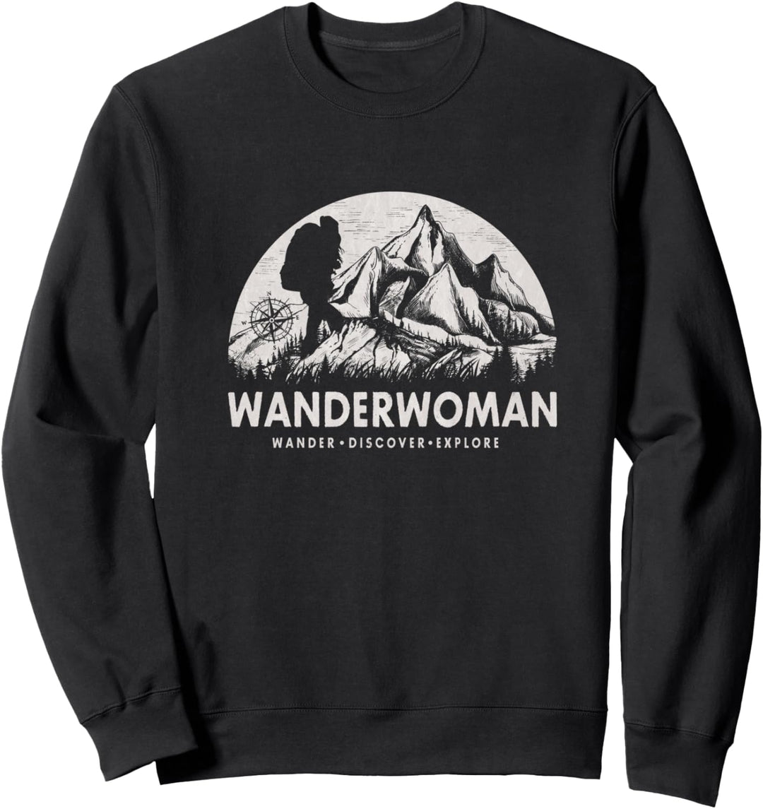 Wanderwoman Wandern Berge Natur Alpen Wanderin Frauen Damen Sweatshirt