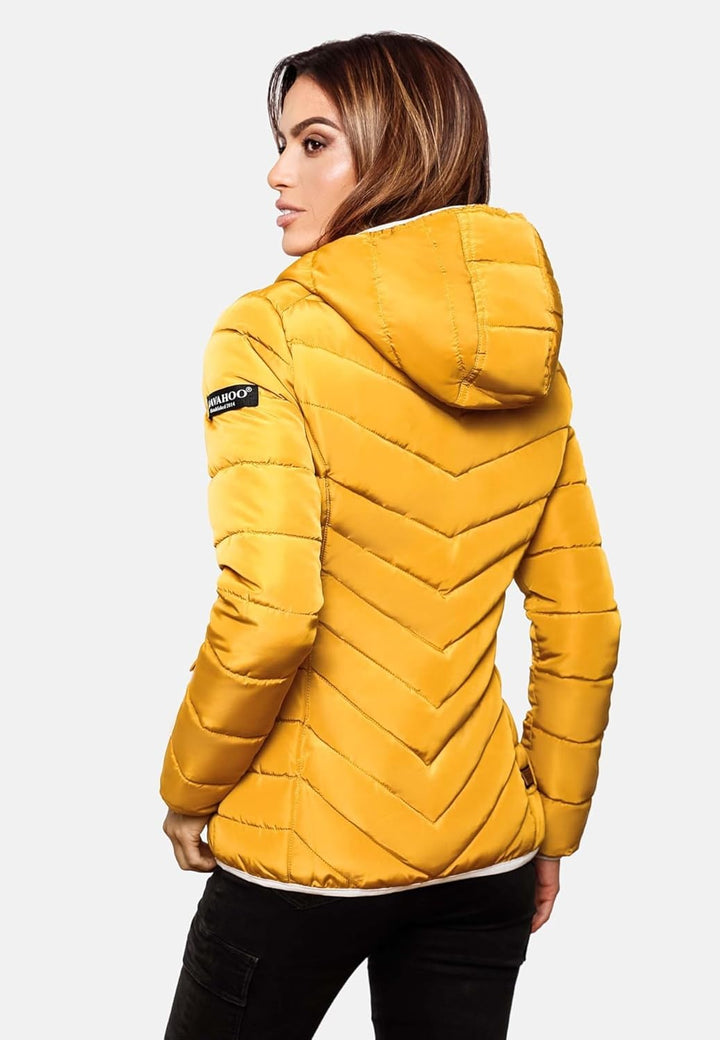 Navahoo Damen Jacke Steppjacke Übergangsjacke gesteppt Stepp Herbst B675 XS Gelb, XS Gelb