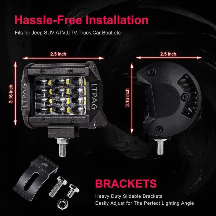 LTPAG Zusatzscheinwerfer, 2 x 72W Cree LED Arbeitsscheinwerfer 4 Zoll 7200LM 6000K IP68 Wasserdicht