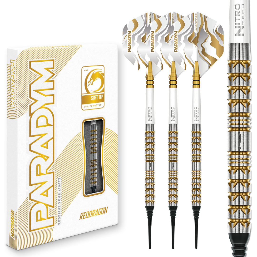 RED DRAGON Darts - Paradym Gold Serie Dart Pfeile - 90% Tungsten Profi Dartpfeile - Beinhaltet Dartf