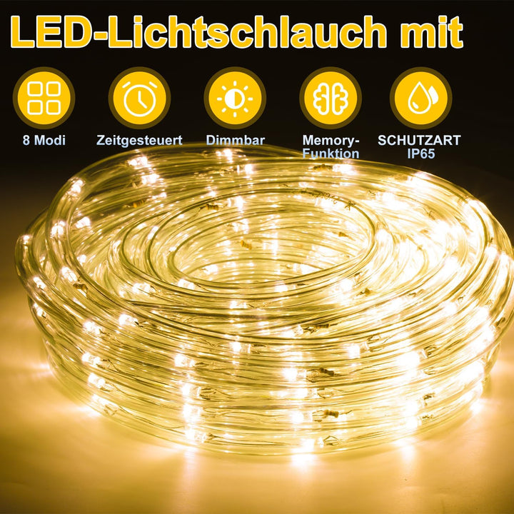 Cecaylie LED Lichterschlauch Aussen Innen, 40M 960 LEDs Warmweiss Lichtschlauch mit Timer und 8 Modi