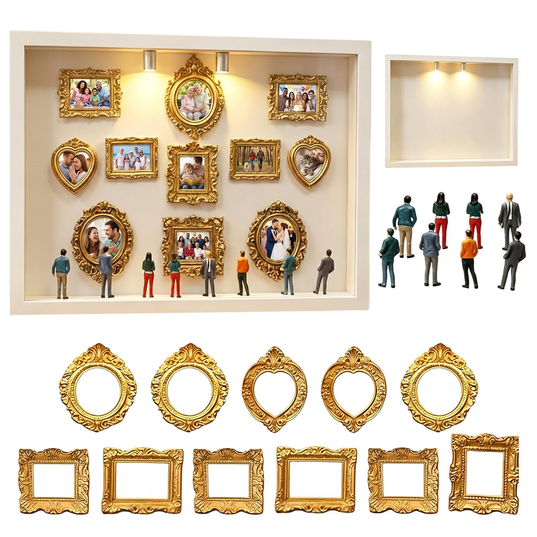 DIY Mini Museum Silhouette Box,Mini Figuren Menschen Museum, Foto Erinnerungsanzeige Set mit 11 Mini