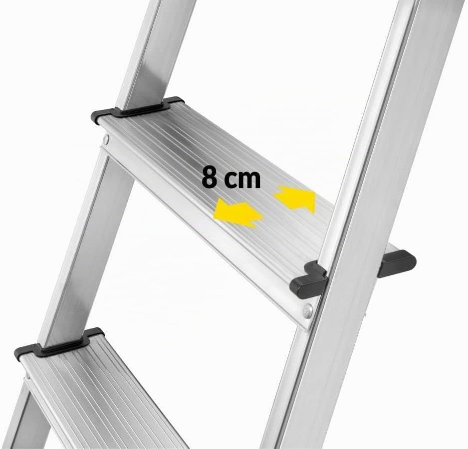 Hailo Stehleiter StandardLine 6 Stufen, belastbar bis 150 kg, Leiter aus Aluminium mit Ablage &amp; Stab