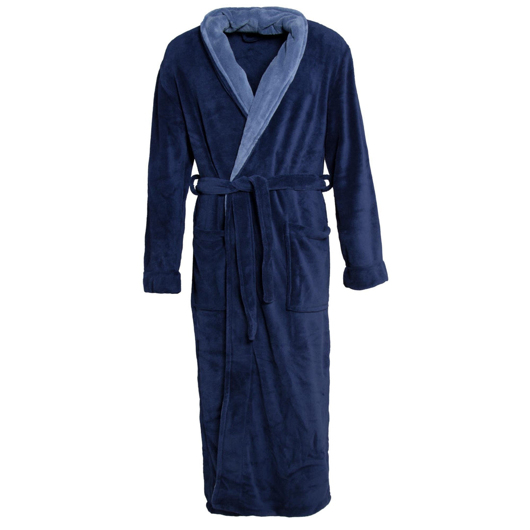 CelinaTex Nevada Bademantel Damen Herren S dunkel blau mittel blau Mikrofaser Saunamantel Coral Flee