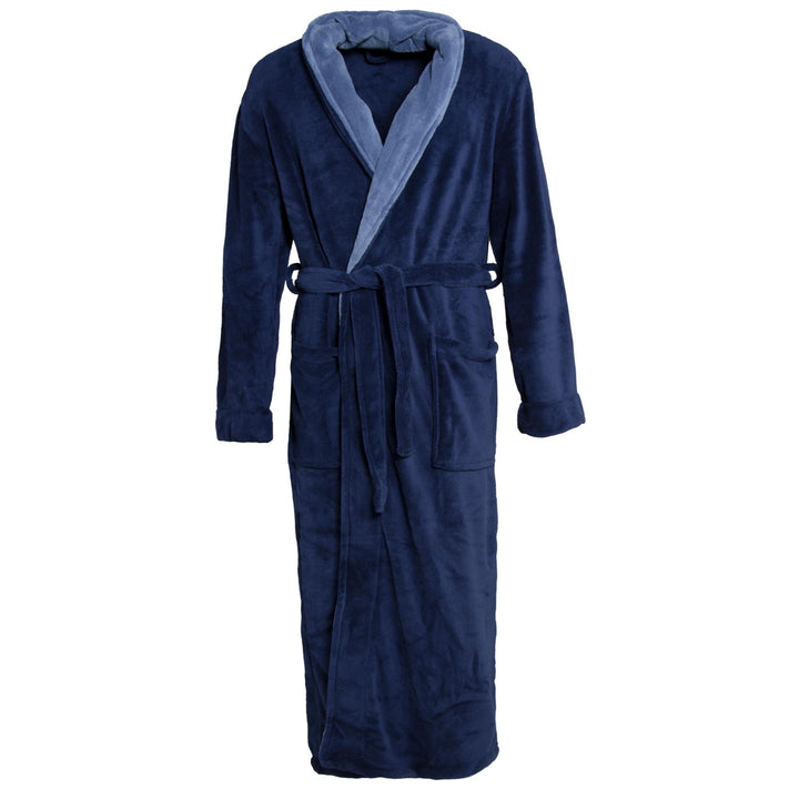 CelinaTex Nevada Bademantel Damen Herren S dunkel blau mittel blau Mikrofaser Saunamantel Coral Flee