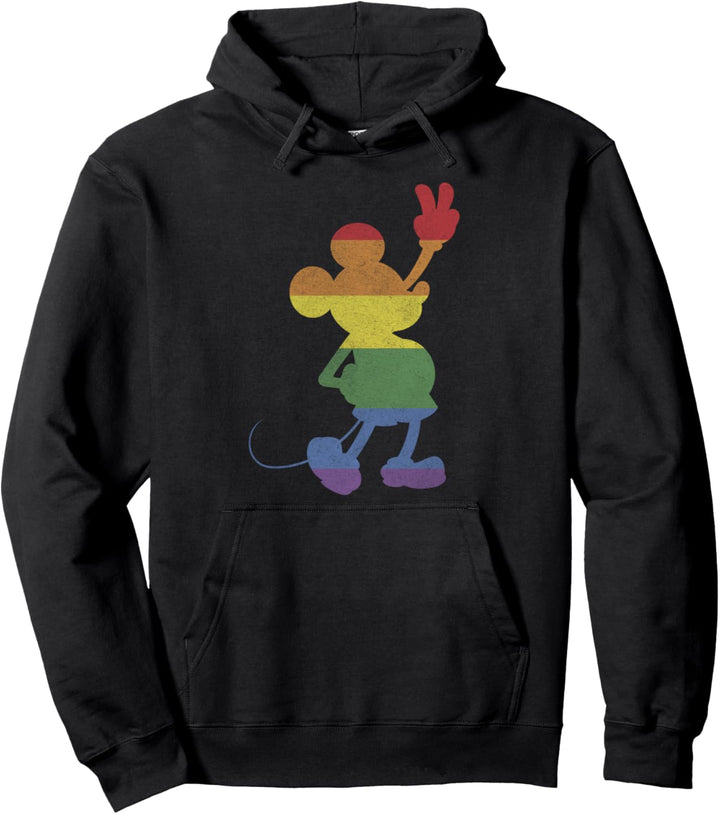 Disney Mickey And Friends Pride Rainbow Stripe Mickey Pullover Hoodie