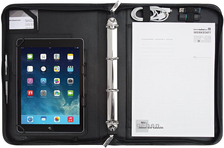 Wedo 5874901 Elegance A4 Organizer (mit Universalhalter für Tablet-PC von 24,6 cm (9,7 Zoll) bis 26,