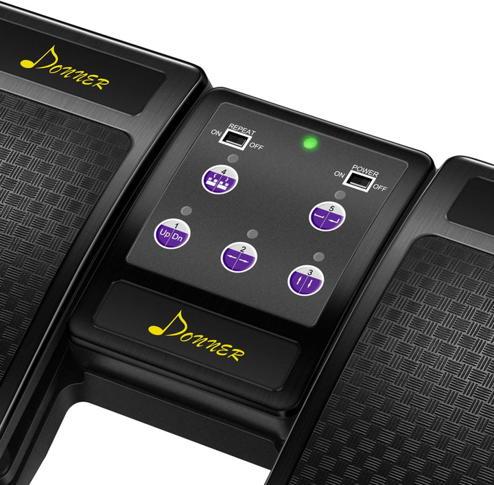 Donner Bluetooth Page Turner Pedal für Tablet Wiederaufladbar, Schwarz, Schwarz
