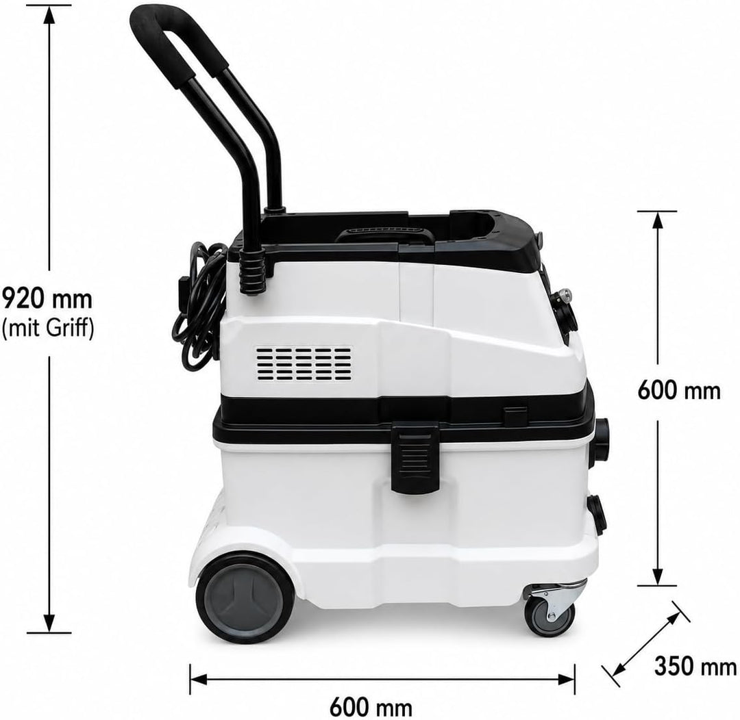 Industriesauger mit Klopffunktion und Fernbedienung | Bausauger 1600W | Nasssauger 40L Tank 230V ink