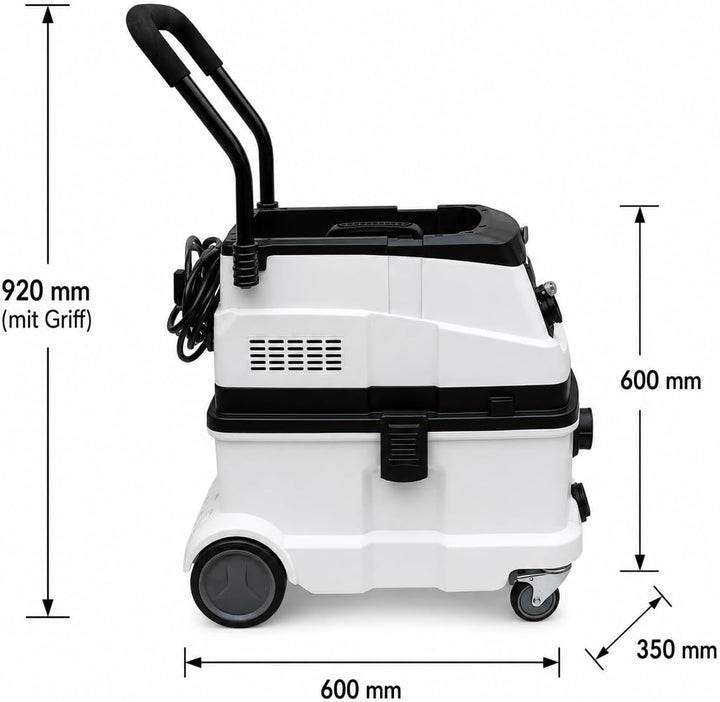 Industriesauger mit Klopffunktion und Fernbedienung | Bausauger 1600W | Nasssauger 40L Tank 230V ink