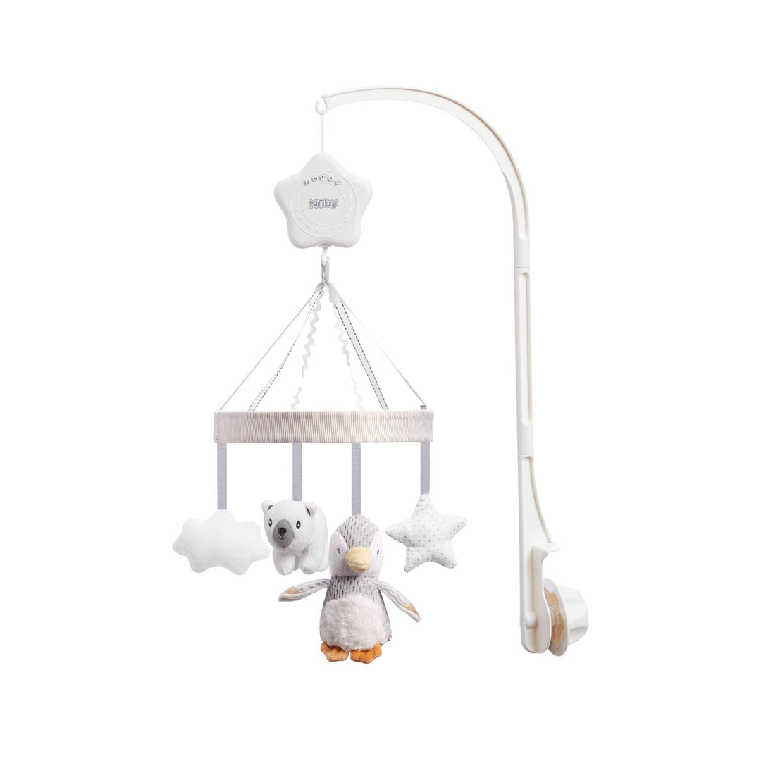 Nuby Kinderbett-Mobile für Babys mit verstellbarem Arm, geeignet für alle Babybetten. Süsse Plüschfi
