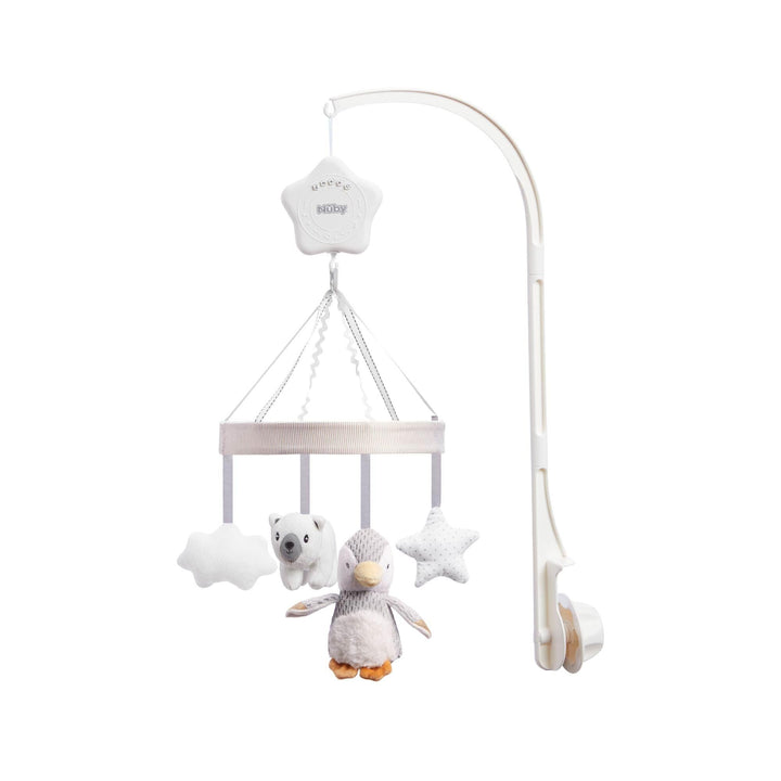 Nuby Kinderbett-Mobile für Babys mit verstellbarem Arm, geeignet für alle Babybetten. Süsse Plüschfi