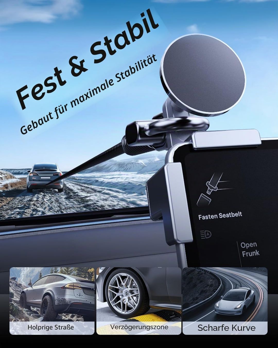 Magnet Handyhalterung für VW Tiguan 3 / Passat B9 2024-2026 12,9-Zoll Display (Magnetisch) mit iPhon