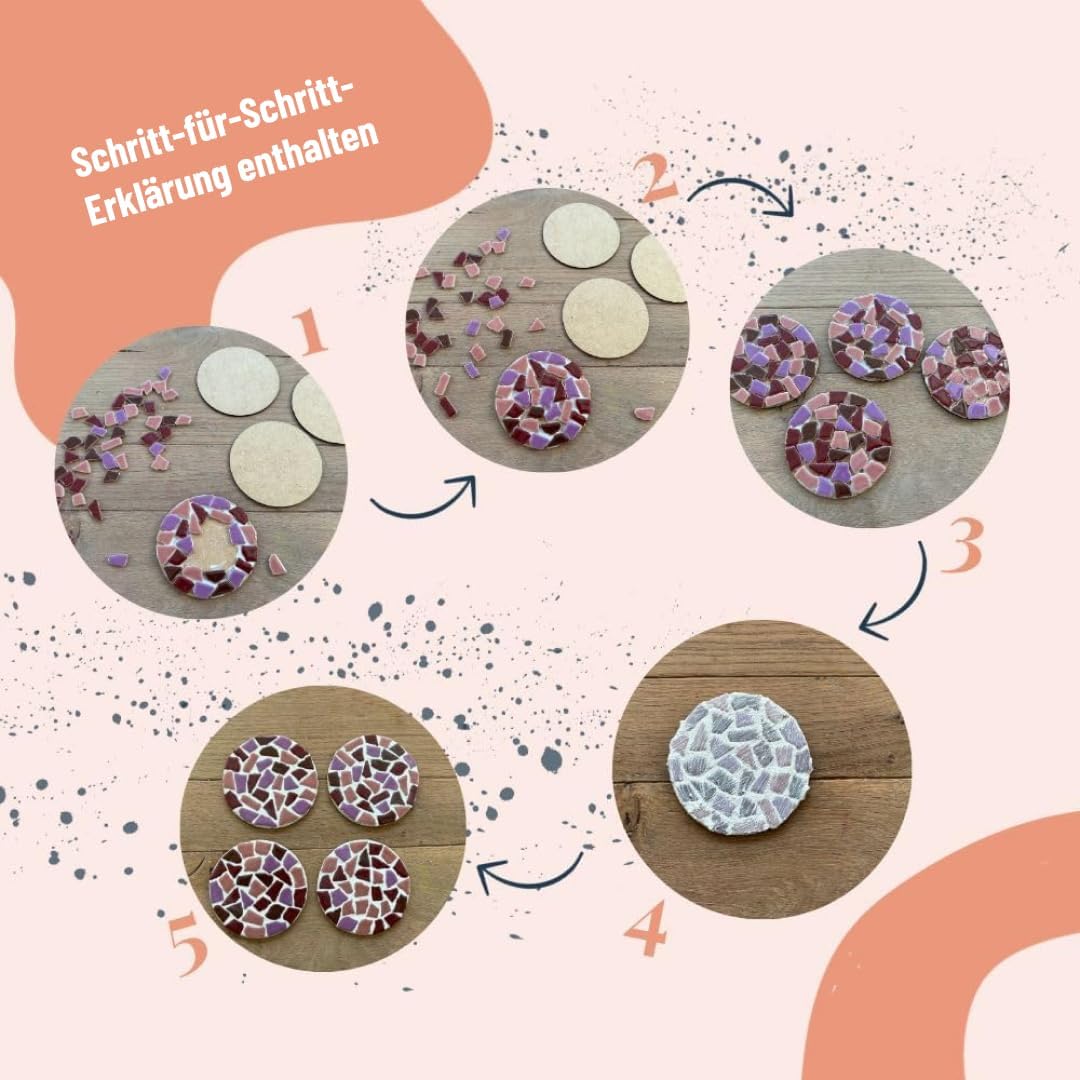 Little Creations - DIY Mosaik Bastelset Erwachsene Grün | 1x Servierplatte &amp; 4x Untersetzter | Kompl