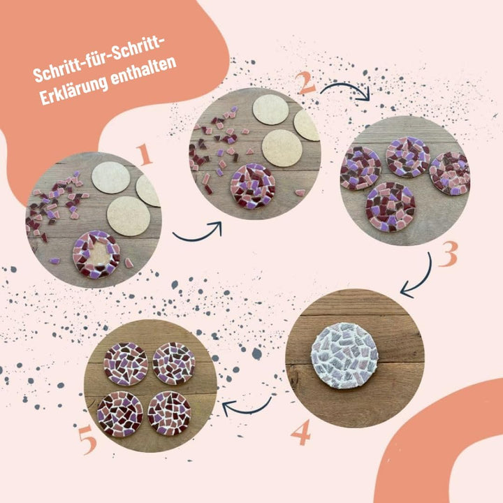 Little Creations - DIY Mosaik Bastelset Erwachsene Grün | 1x Servierplatte &amp; 4x Untersetzter | Kompl