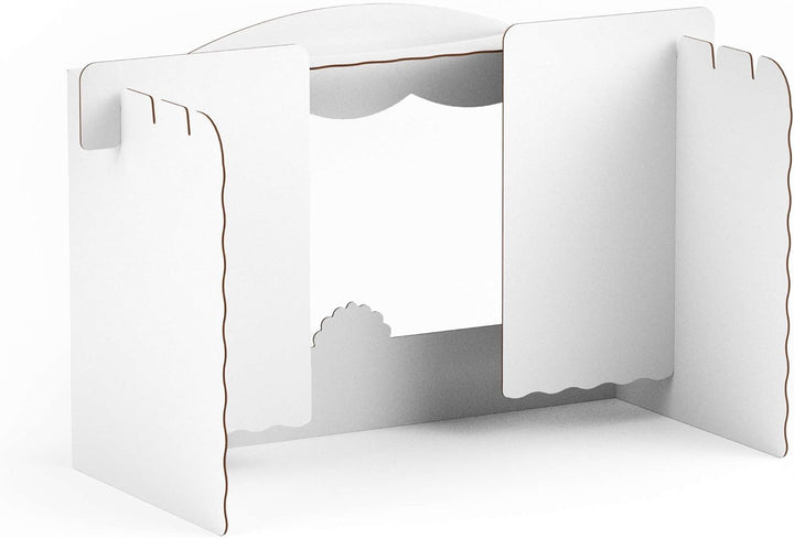 Tisch Puppentheater 47,3 x 75 x 38 cm aus Pappe Theater Karton - Kasperletheater inkl. Kulissen weis