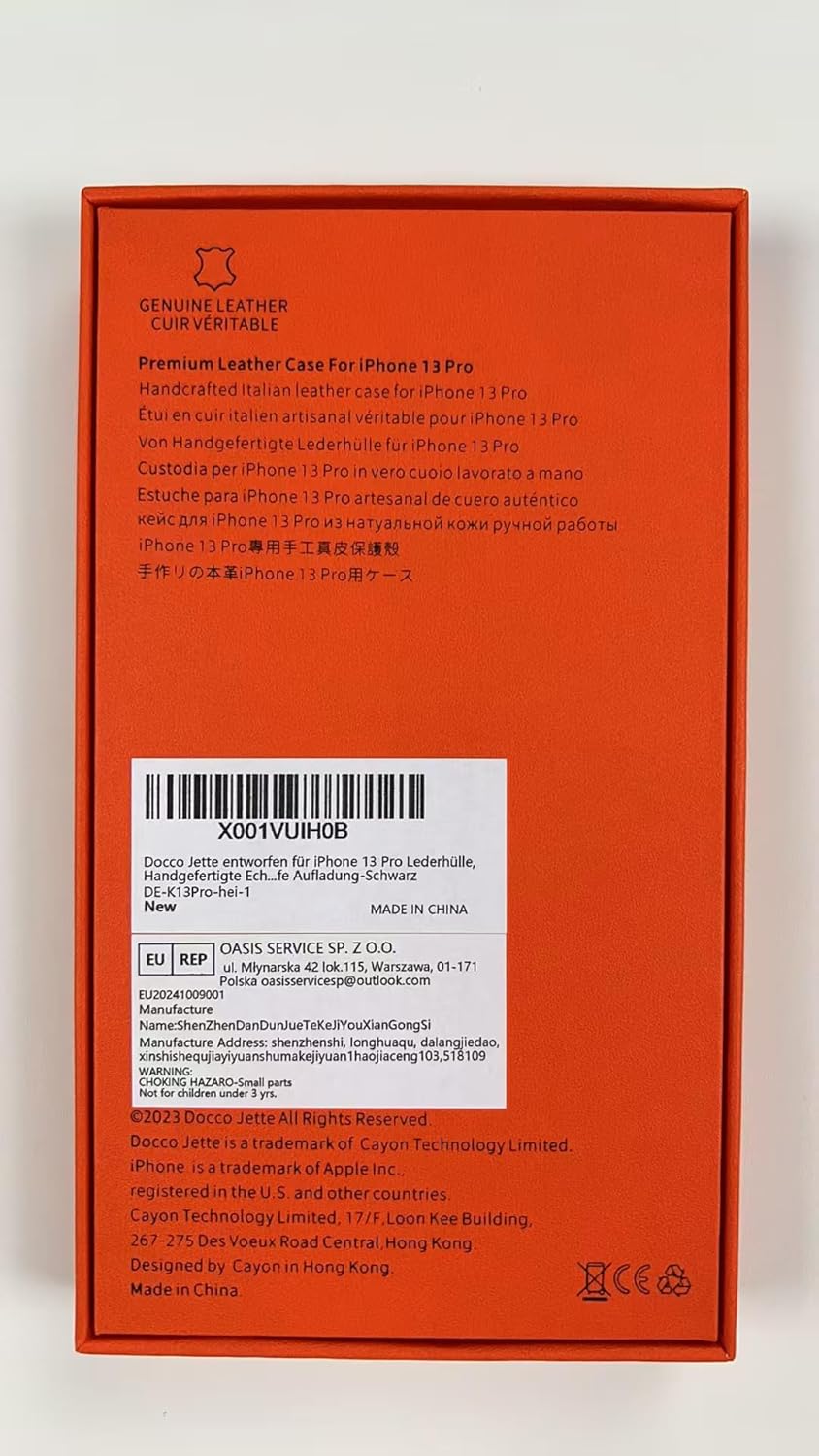 Docco Jette entworfen für iPhone 13 Pro Lederhülle, Handgefertigte Echtlederhülle für iPhone 13 Pro,