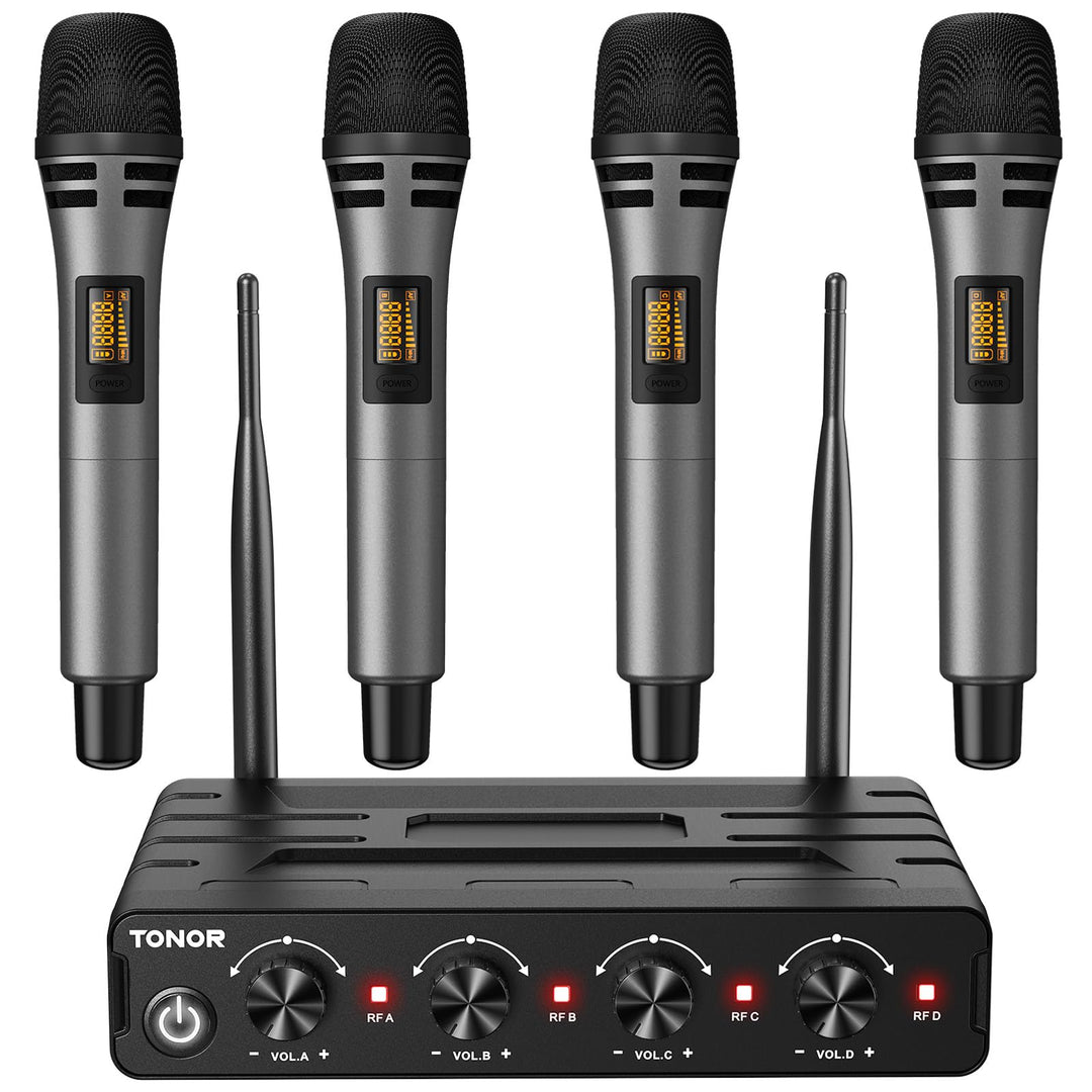 TONOR Mikrofon Kabellos Set mit 4x5 Kanälen Funkmikrofon Handmikrofon drahtlos, Wireless Microphones