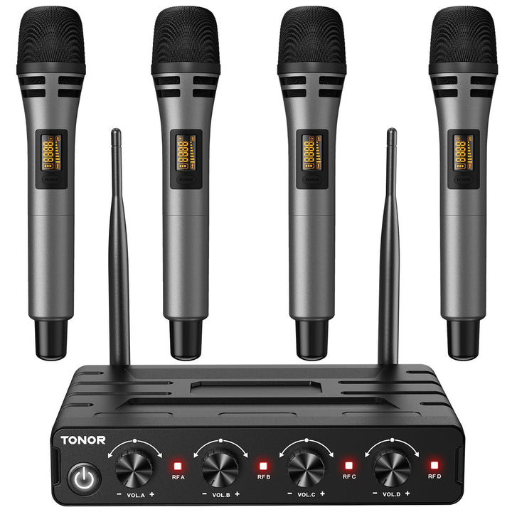 TONOR Mikrofon Kabellos Set mit 4x5 Kanälen Funkmikrofon Handmikrofon drahtlos, Wireless Microphones