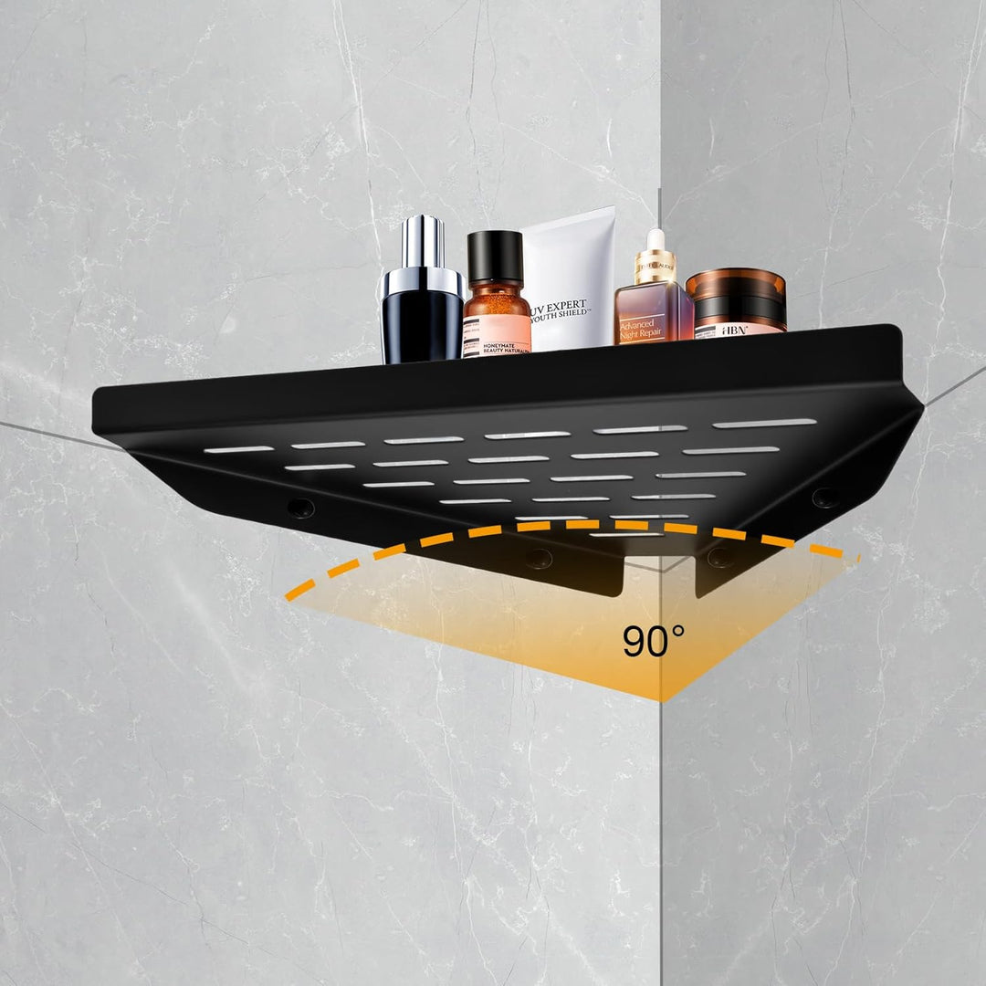Duschablage Eckablage Dusche ohne Bohren Edelstahl Schwarz 1 Stück | Eckregal Duschablage mit Montag