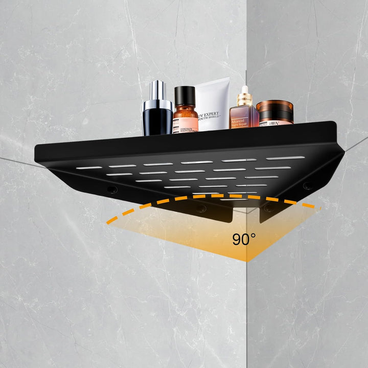 Duschablage Eckablage Dusche ohne Bohren Edelstahl Schwarz 1 Stück | Eckregal Duschablage mit Montag