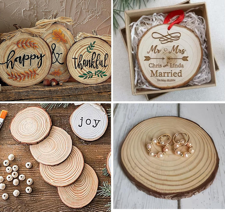 Holzscheiben 15er Set 23-25 cm Runde Baumscheiben ohne Loch für DIY Basteln, Hochzeit, Weihnachtsdek