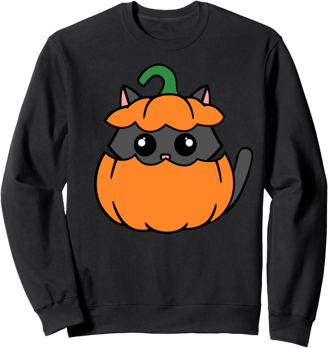 Cute Cat Orange Pumpkin - Kitty October Fall Halloween Sweatshirt