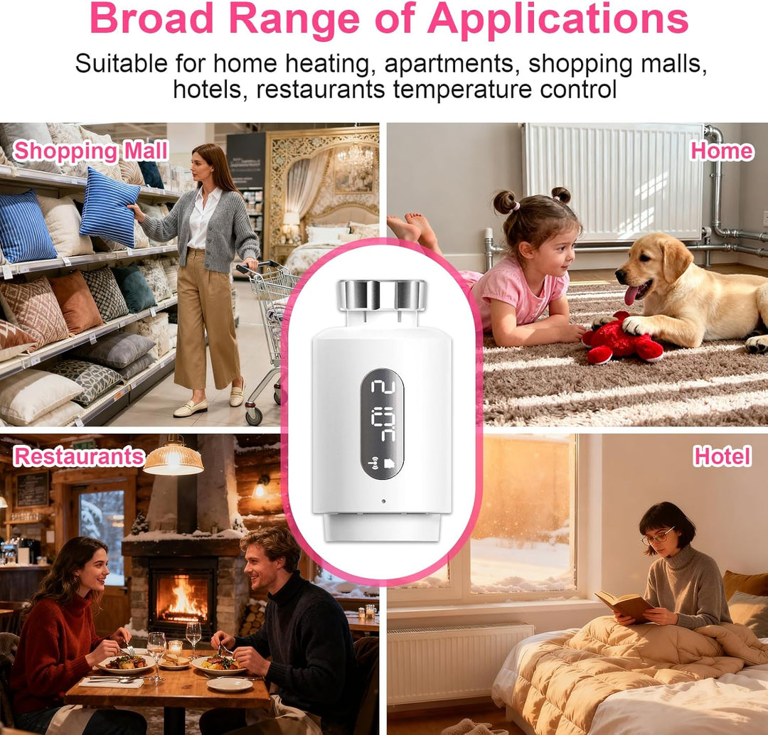 Smart Heizkörperthermostat mit APP ANTELA Digitales Display zur Kontrolle der Heiztemperatur, Kompat