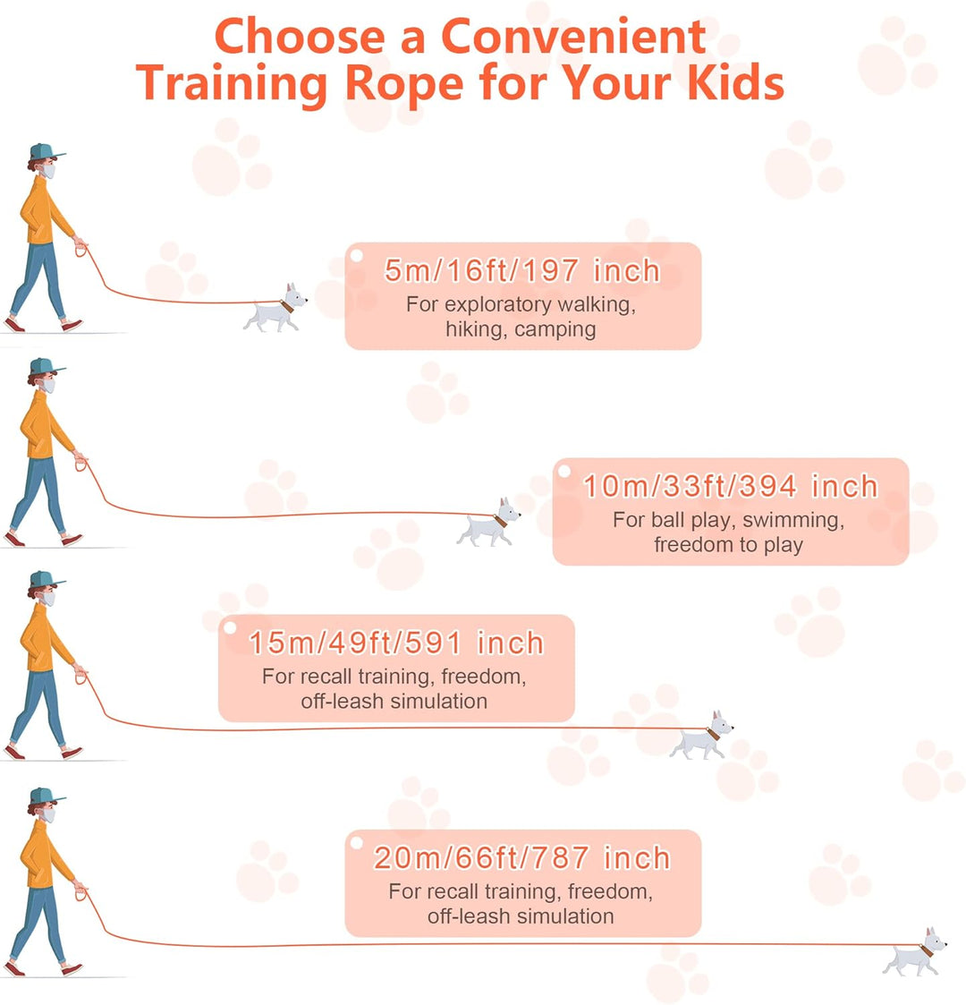 IOKHEIRA Trainingsleine für Hunde, wasserdichte Hundeleine mit Gepolstertem Griff 5m/10m/15m/20m, PV