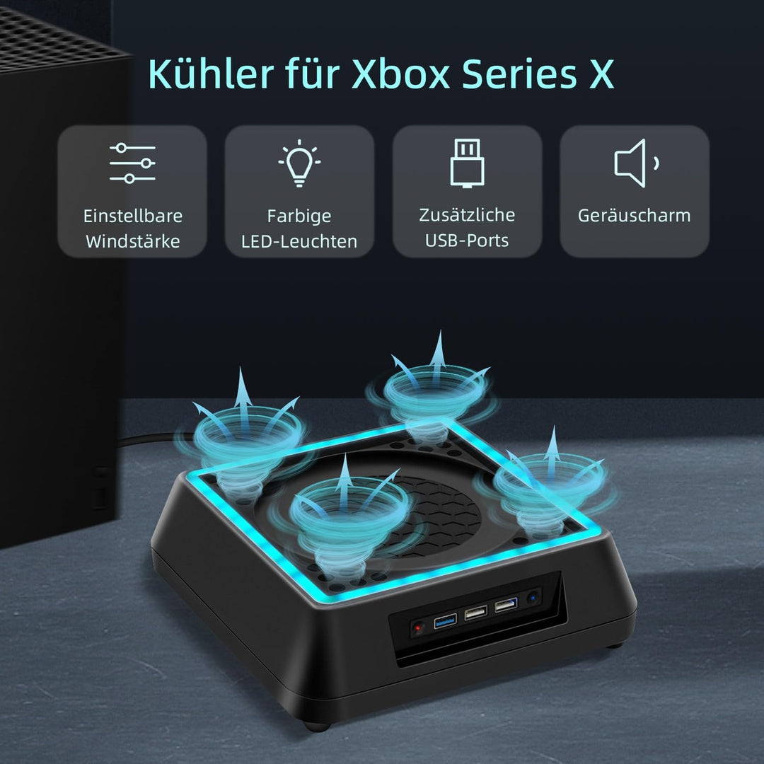 Mcbazel Xbox Serie X Lüfter Xbox Series x ständer mit RGB-Licht/Einstellbare Kühlfunktion/LED-Anzeig