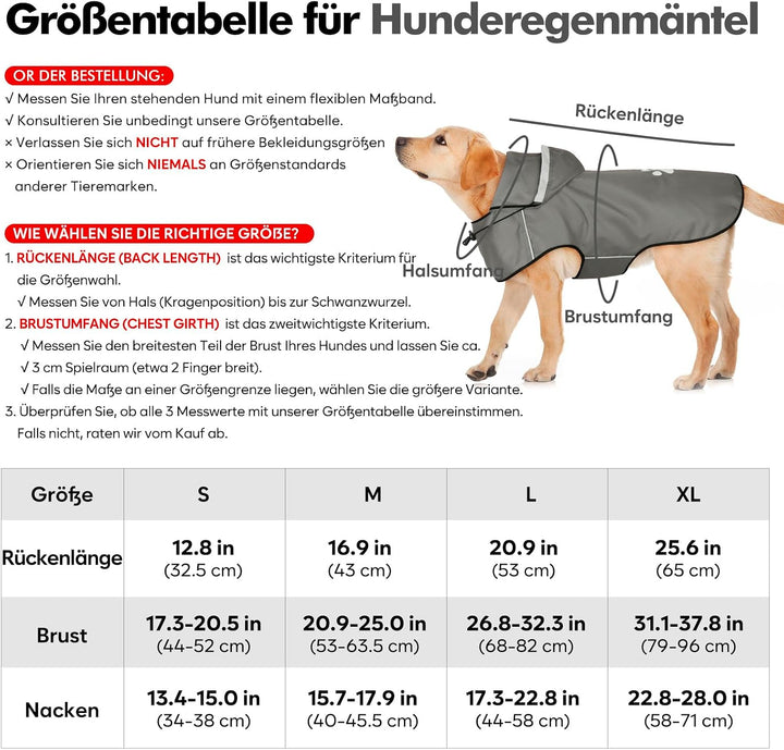 Regenjacke DQGHQME Haustier Regenmantel mit Kapuze, Einstellbare Hunderegenmantel, Hundemantel Wasse