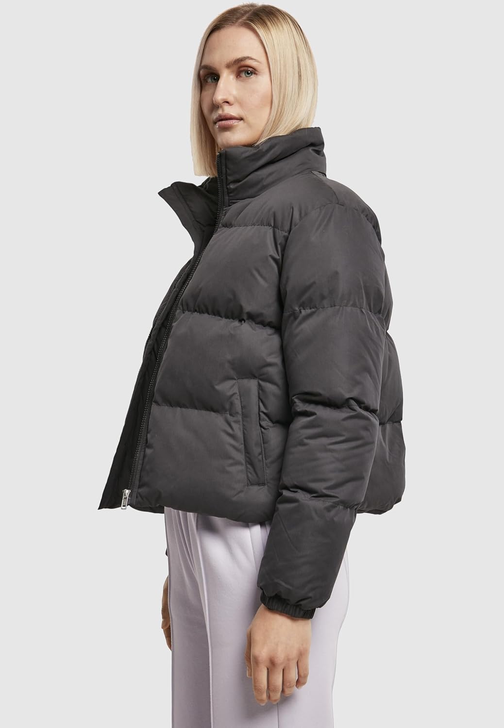 Urban Classics Damen Ladies Short Peached Puffer Jacket Jacke S Schwarz, S Schwarz