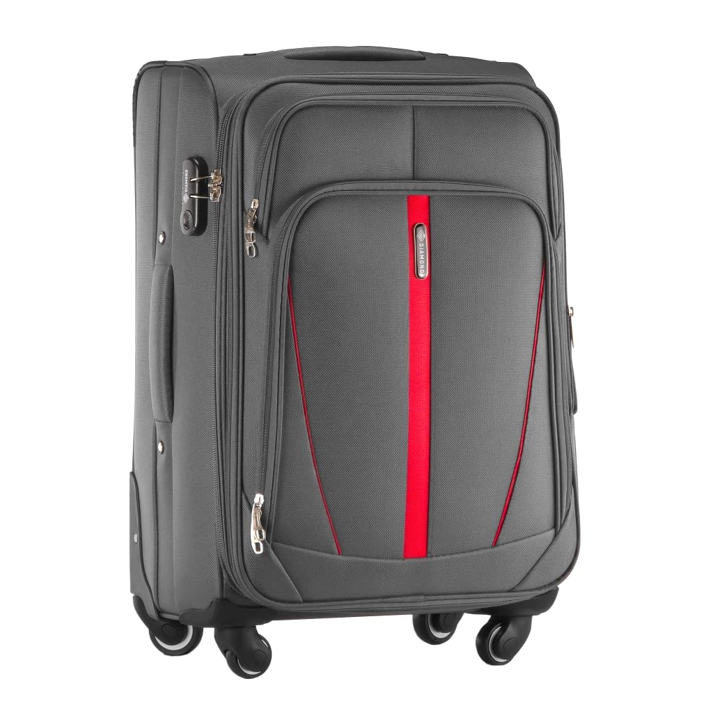 DIAMOND Mittelgrosser Weichschalenkoffer M 24" – Grau, Codura 1200D, 360° Rollen, Zahlenschloss, Erw