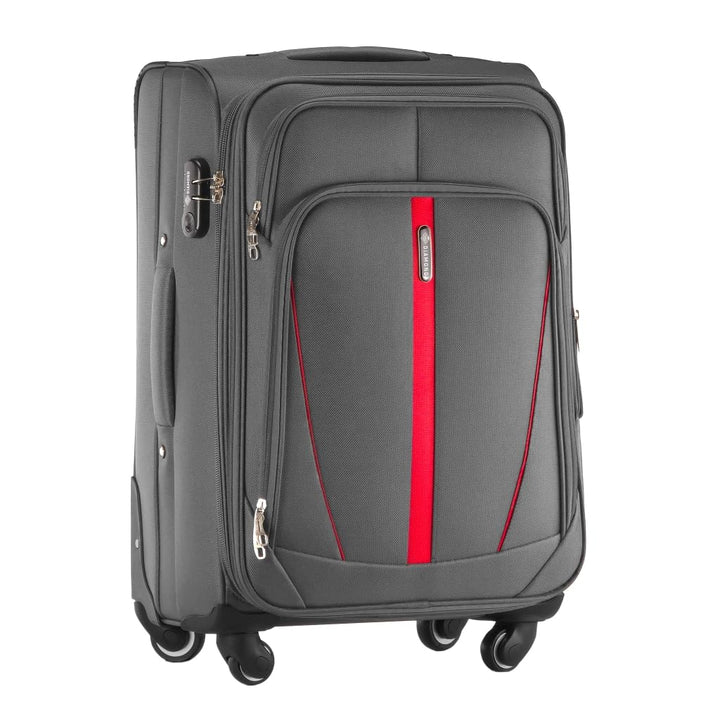 DIAMOND Mittelgrosser Weichschalenkoffer M 24" – Grau, Codura 1200D, 360° Rollen, Zahlenschloss, Erw