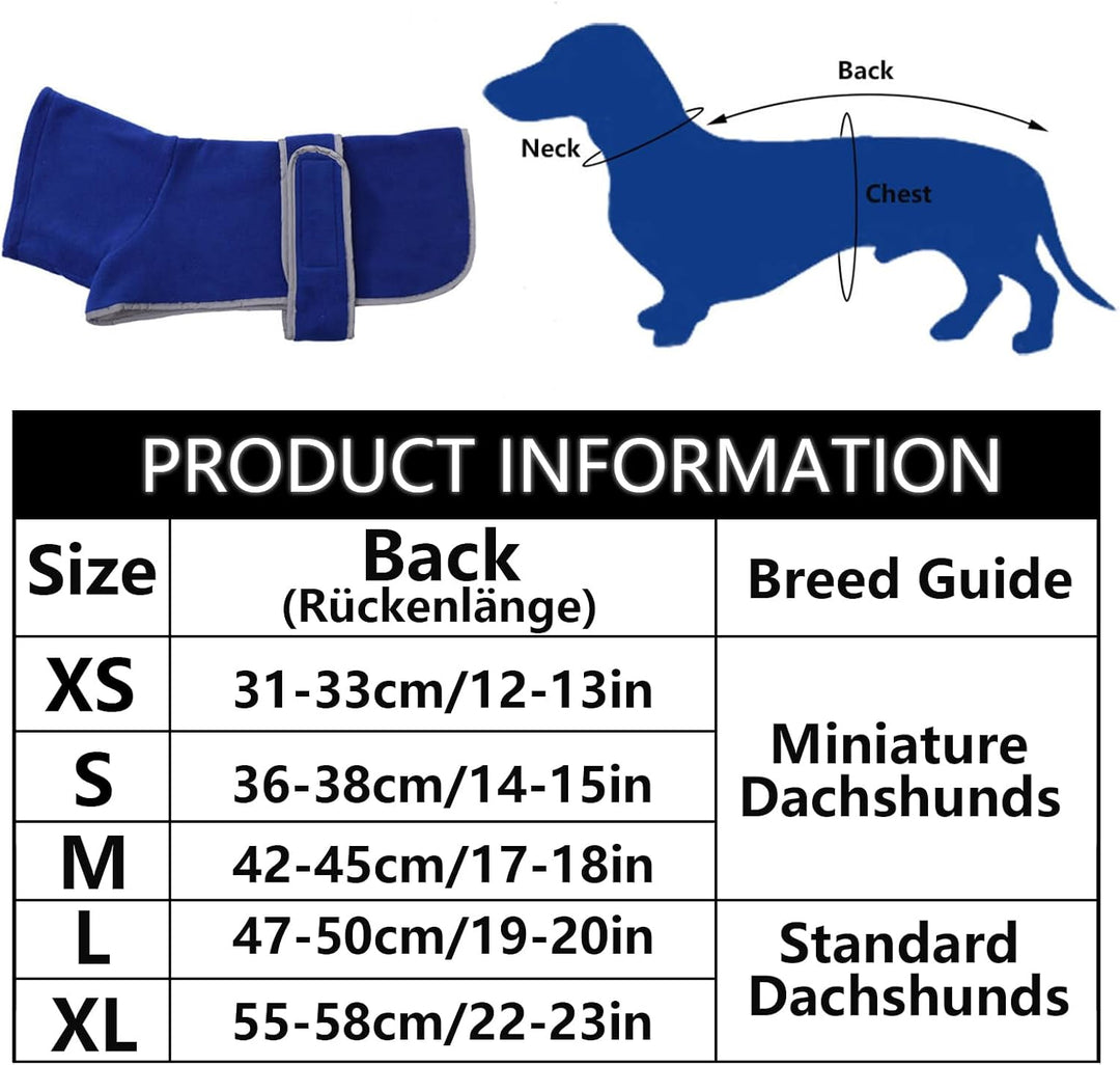 Geyecete -Gemütlich Polarfleece Winter hundemantel fur Dackel,Miniatur Dackel Fleece hundepullover,H