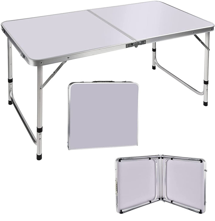 Klapptisch 91 cm mit Verstellbarer Höhe von 67 cm/37 cm, leicht, tragbar, Aluminium, Camping, Buffet