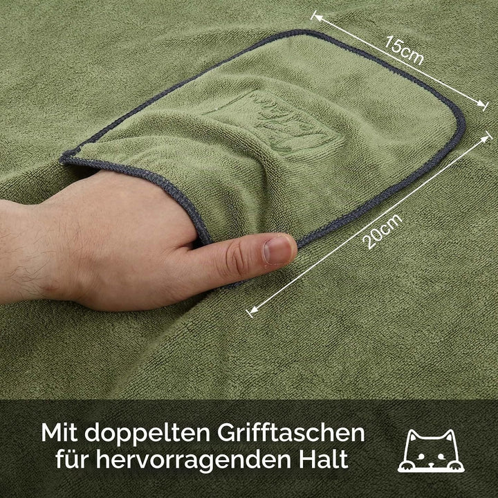 PETTOM 2er Set Hundehandtuch, Hundehandtuch Extra Saugfähig, Handtuch Hund Mikrofaser Schnell Trockn